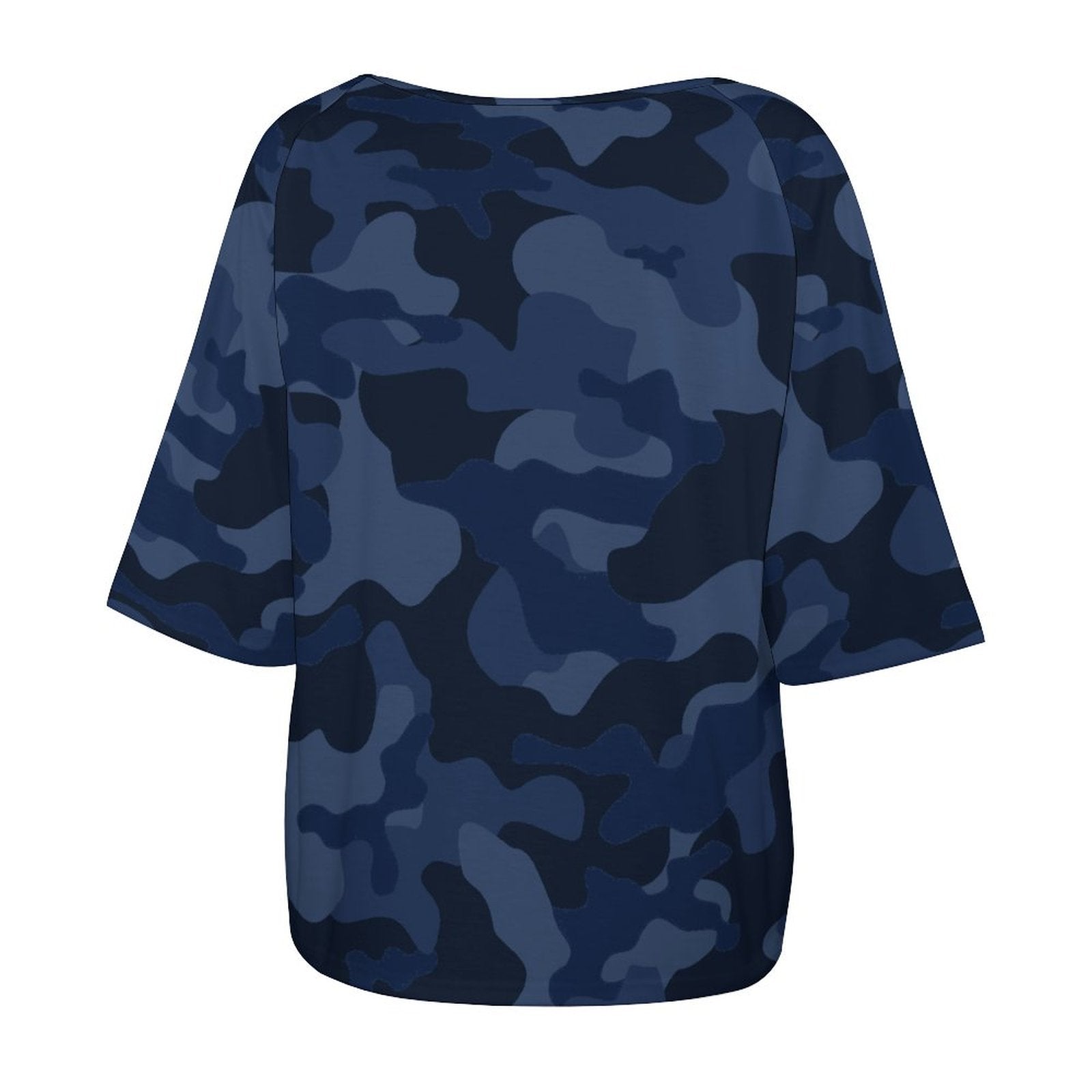 Off The Shoulder Top | Deep Blue Camo Shirt