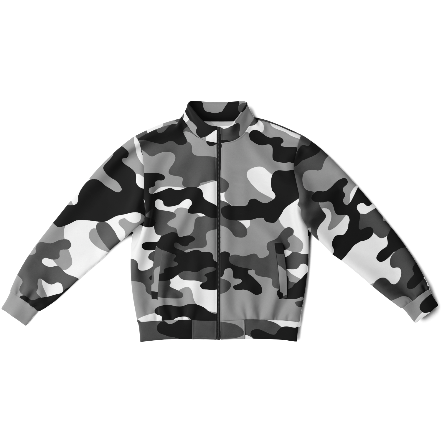 Camo Track Jacket | Black, Gray & White Camouflage