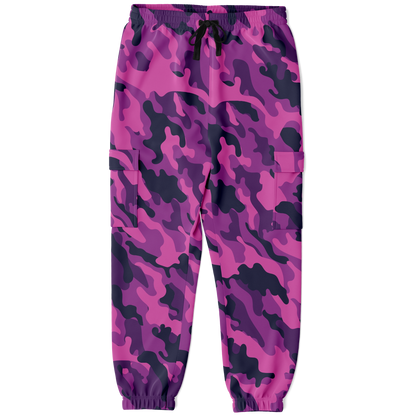 Pink Camo Cargo Pants | Blue & Magenta Mixed Camouflage