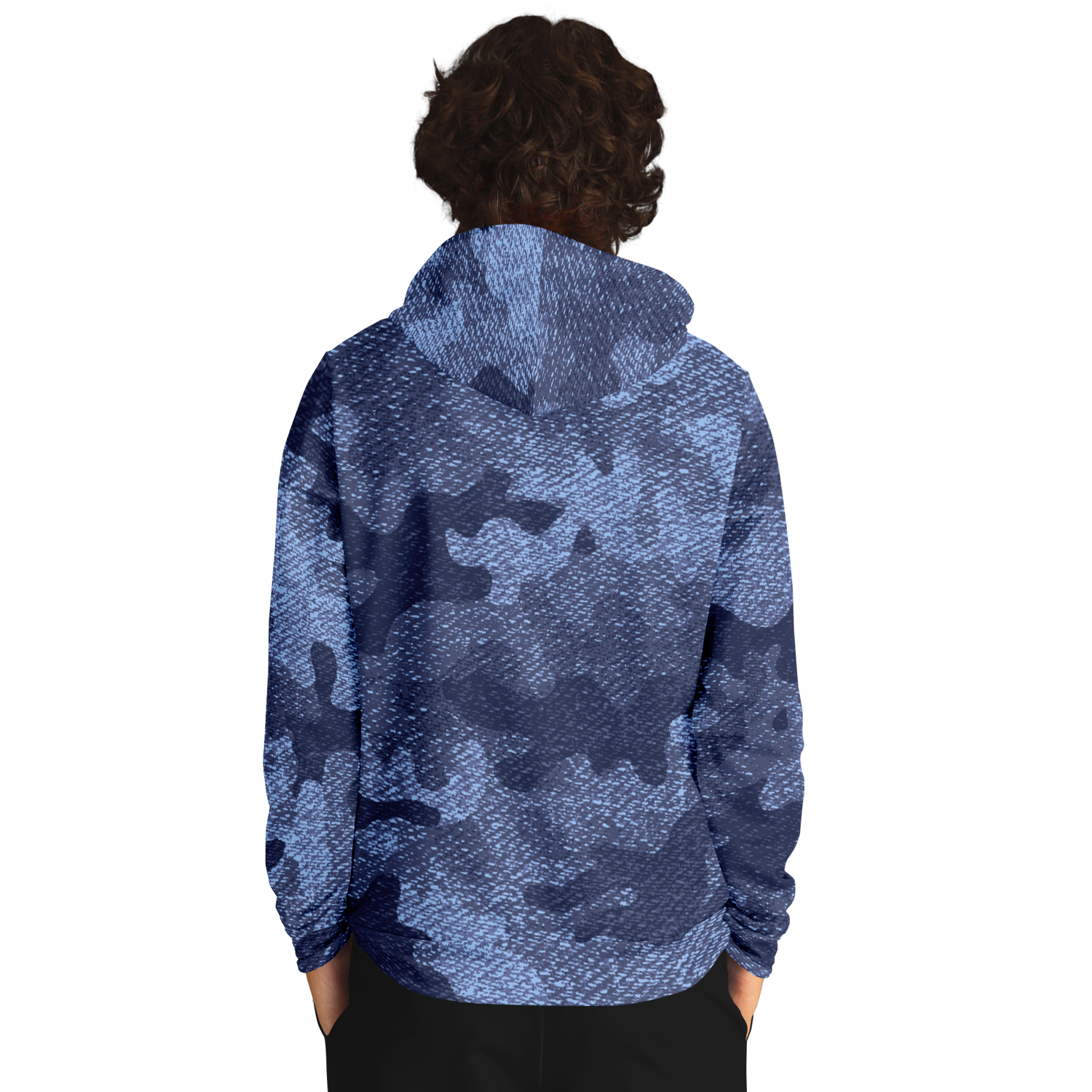 Camo Hoodie | Blue Denim Camouflage Pullover