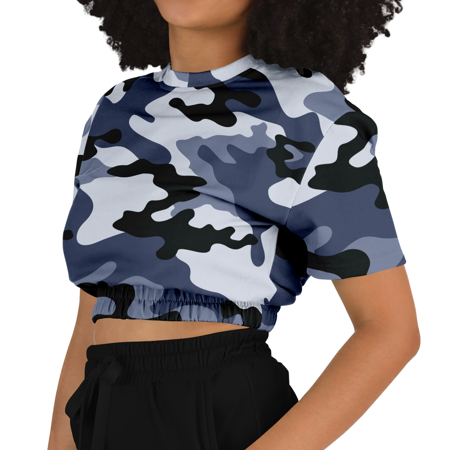 Camo Crop Top Sweatshirt | Light Blue Camouflage