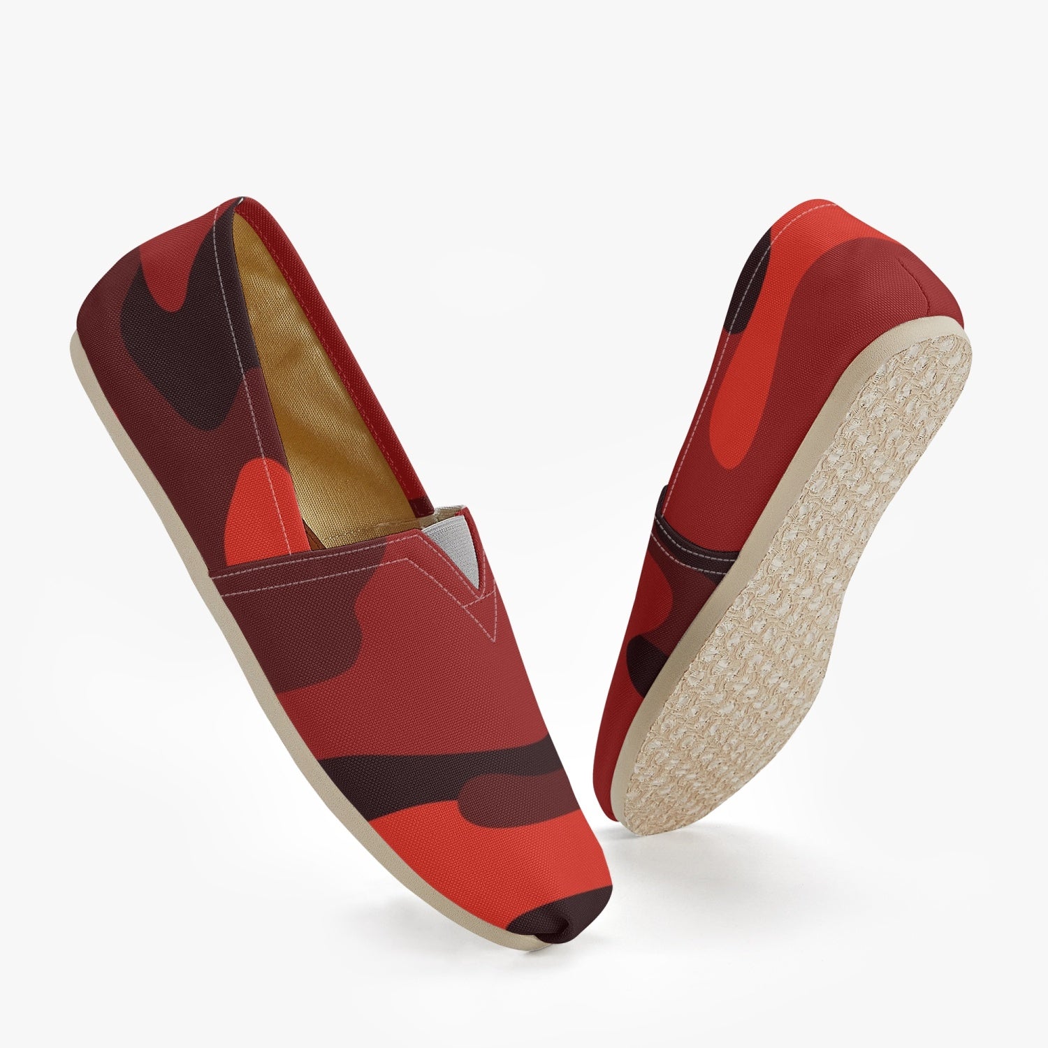 Camo Toms | Scarlet Red and Black Camouflage Canvas Shoes