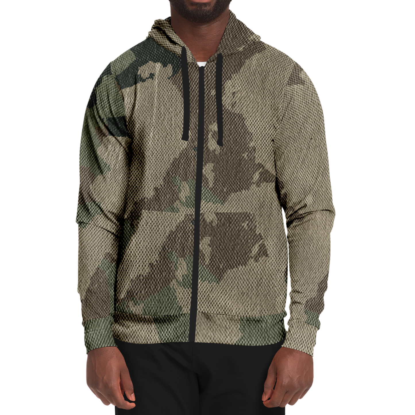 Zip-Up Hoodie | Dirty Brown Camouflage