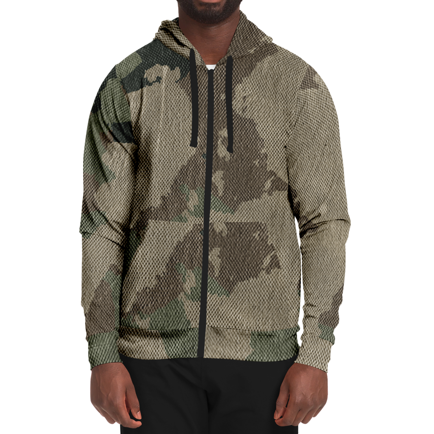 Zip-Up Hoodie | Dirty Brown Camouflage