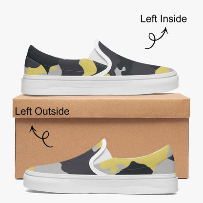 Camo Slip-On Shoes | Yellow, Black, and Silver Camouflage