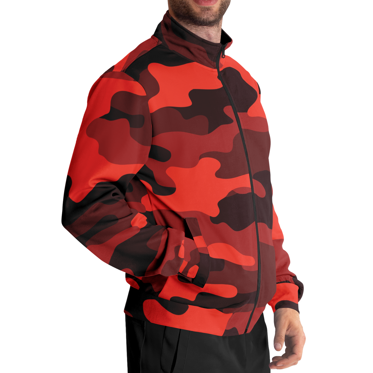 Camo Track Jacket | Scarlet Red & Black Camouflage