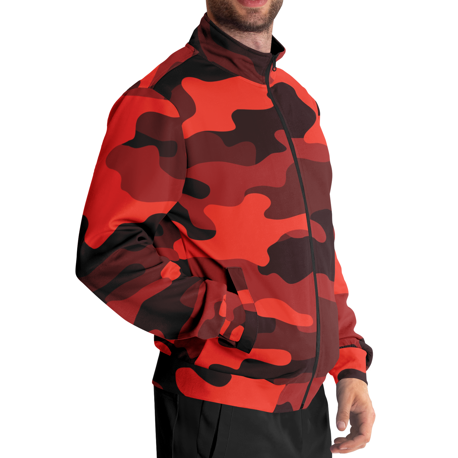 Camo Track Jacket | Scarlet Red & Black Camouflage