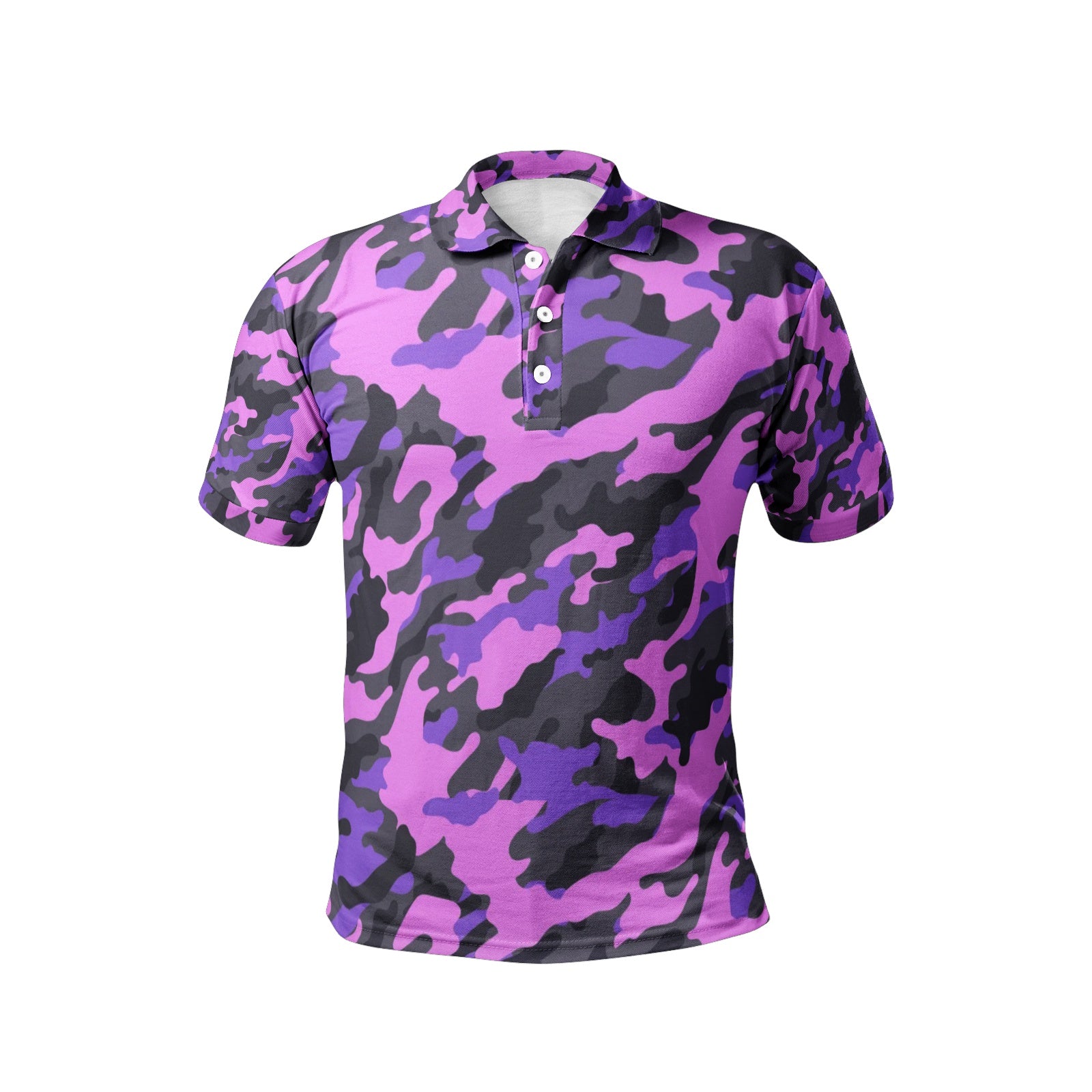 Pink Camo Golf Shirt | Mixed Black & Indigo Camouflage