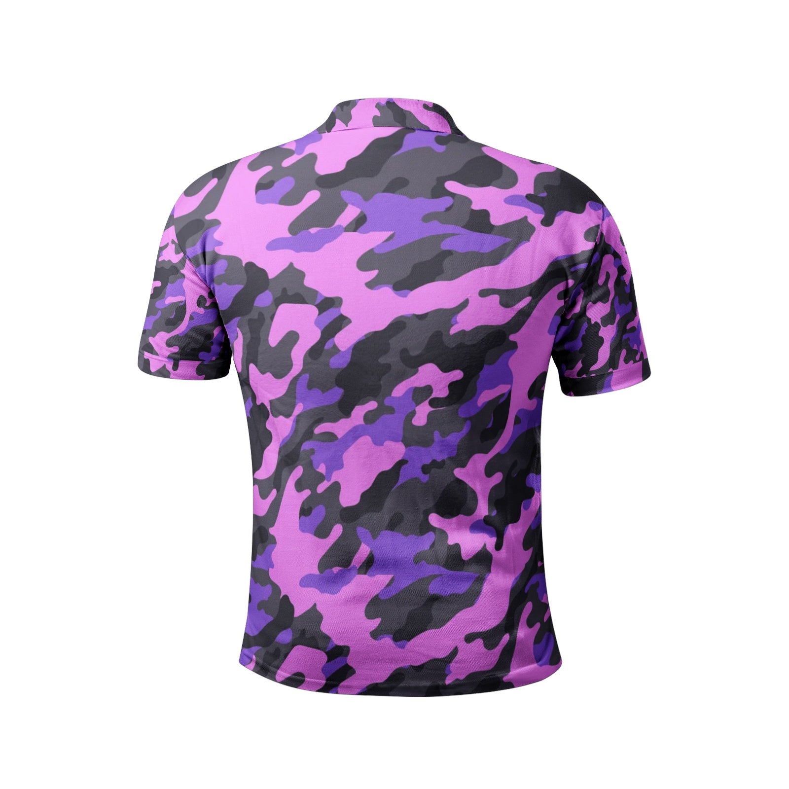 Pink Camo Golf Shirt | Mixed Black & Indigo Camouflage