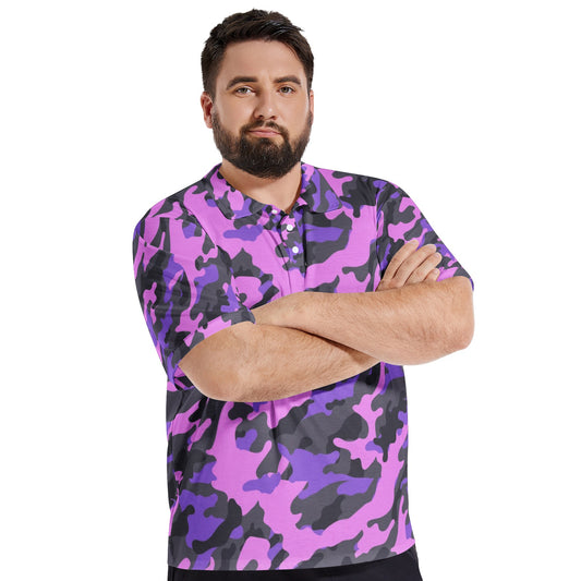 Pink Camo Golf Shirt | Mixed Black & Indigo Camouflage