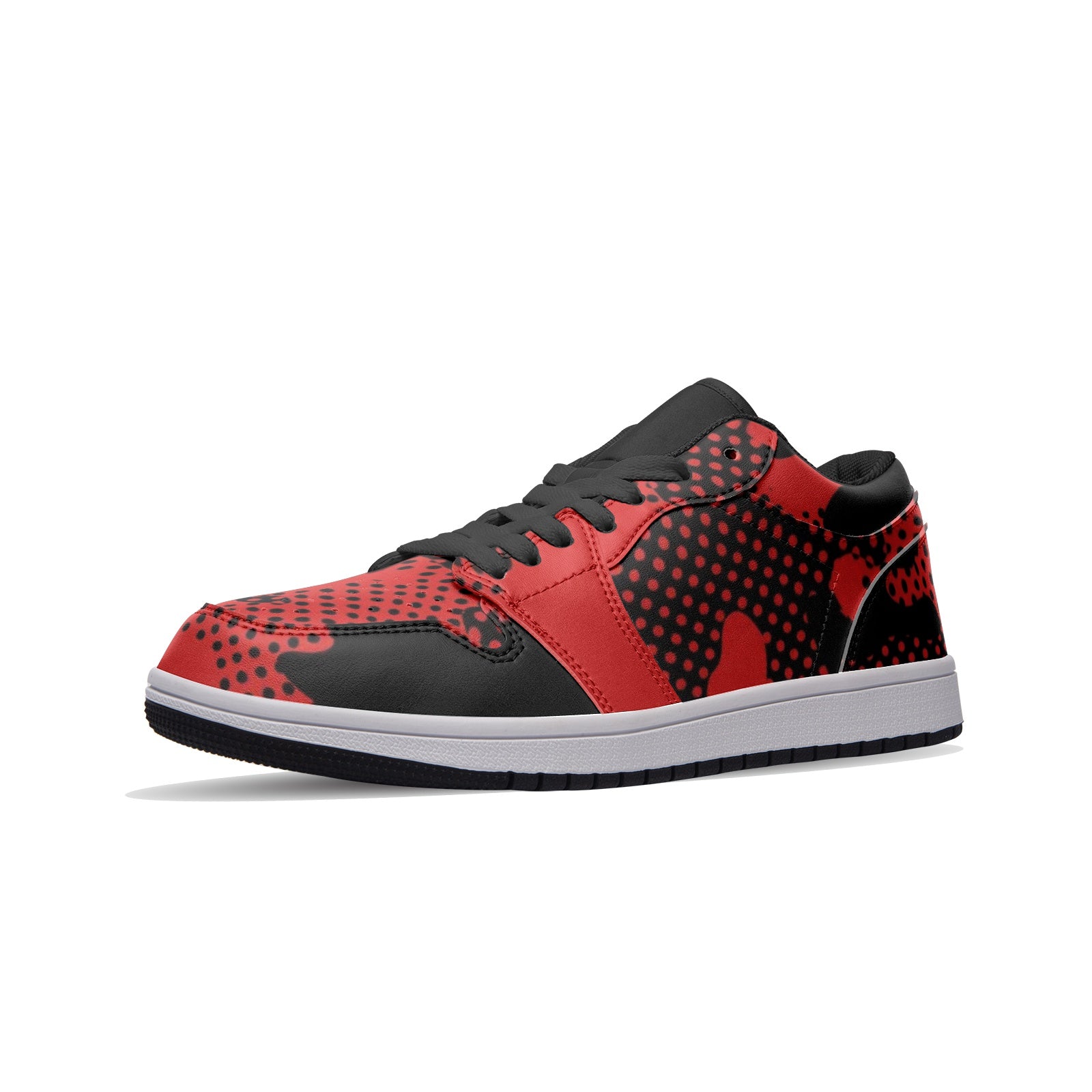 Camo Sneakers | Black & Red Pixel | Unisex Low Top Leather