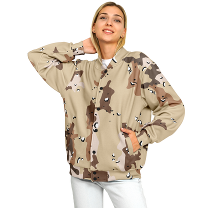 Brown Baseball Jacket in Marines Military Camo Print