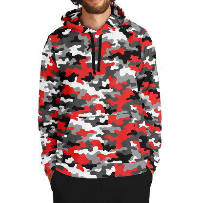 Red Camo Hoodie | Gray, Black, and White Mixed Camouflage