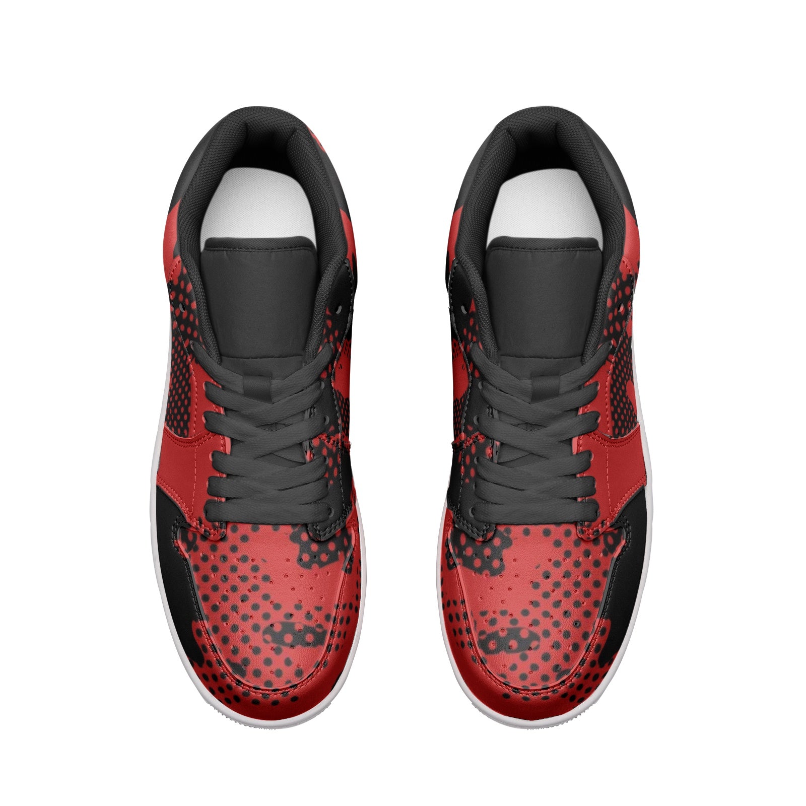 Camo Sneakers | Black & Red Pixel | Unisex Low Top Leather