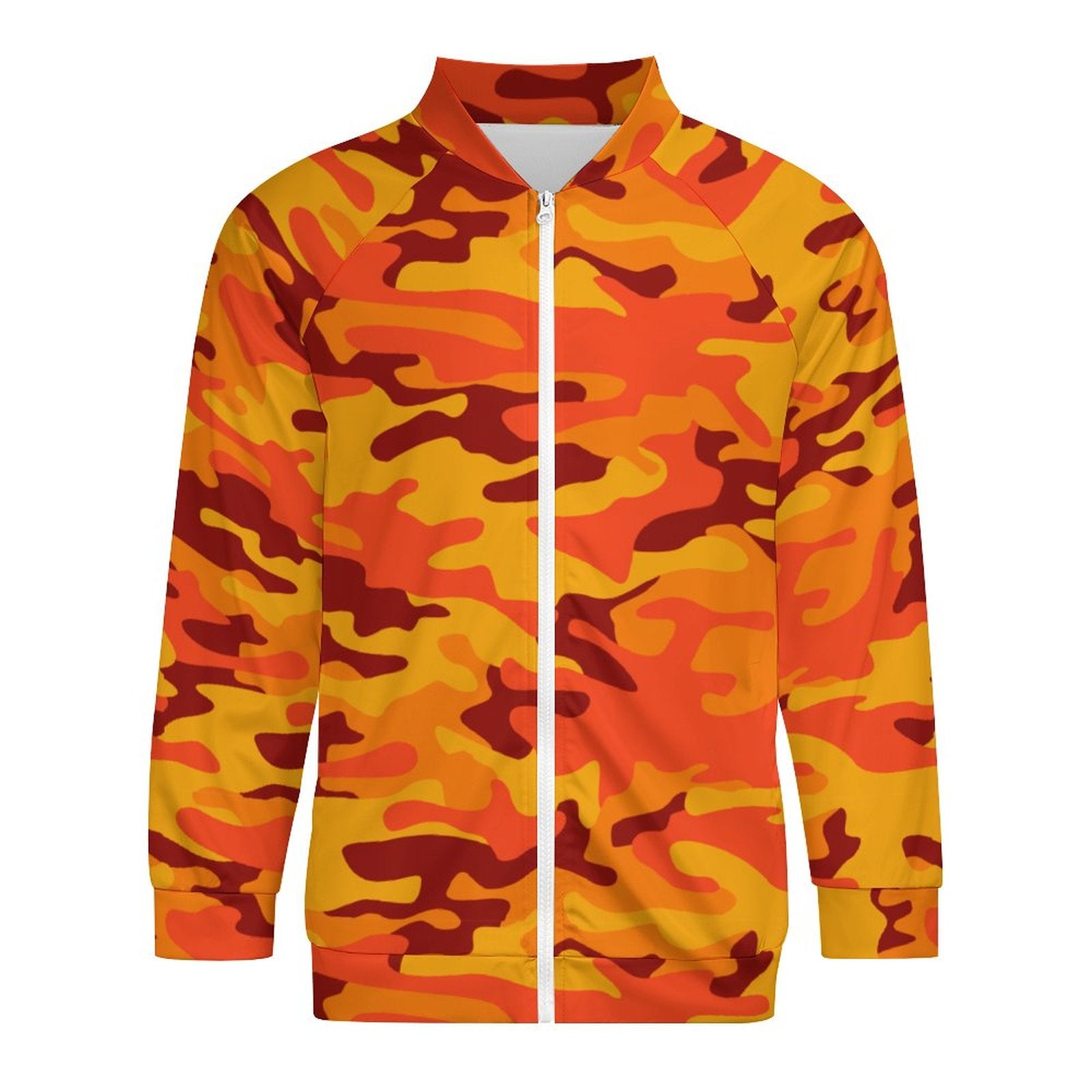 Camo Shirt | Raglan Zip-up | Orange and Red