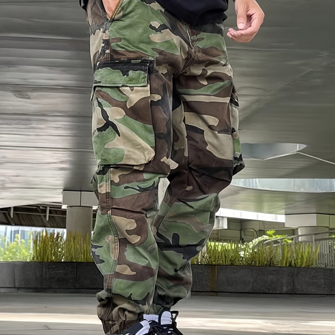 Men's Camo Cargo Pants | Street Style Drawstring Waist