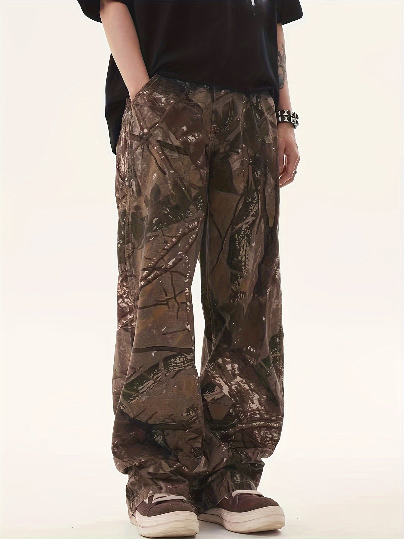 Vintage Camouflage Distressed Denim Jeans for Men