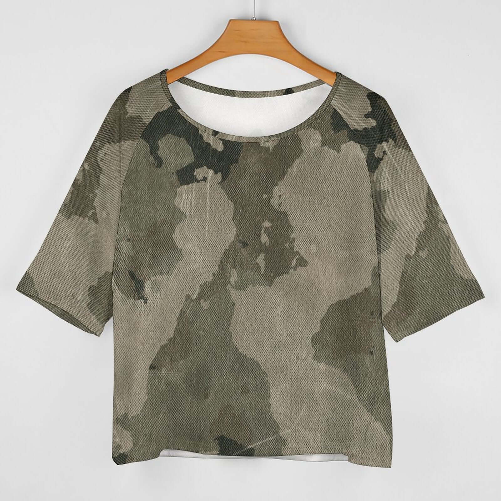 Off The Shoulder Top | Dirty Old Brown Camo Shirt