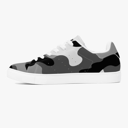 Camo Sneakers | Classic Low-Top Leather | Gray, Black and White