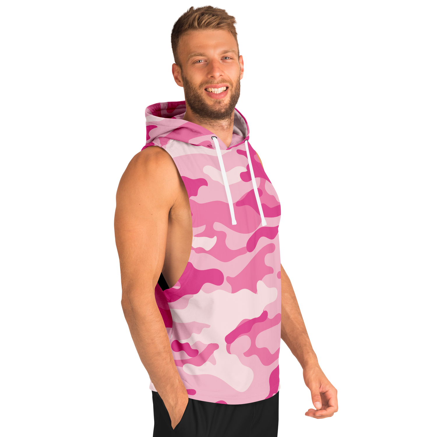 Sleeveless Hoodie | Lavender Pink Camouflage