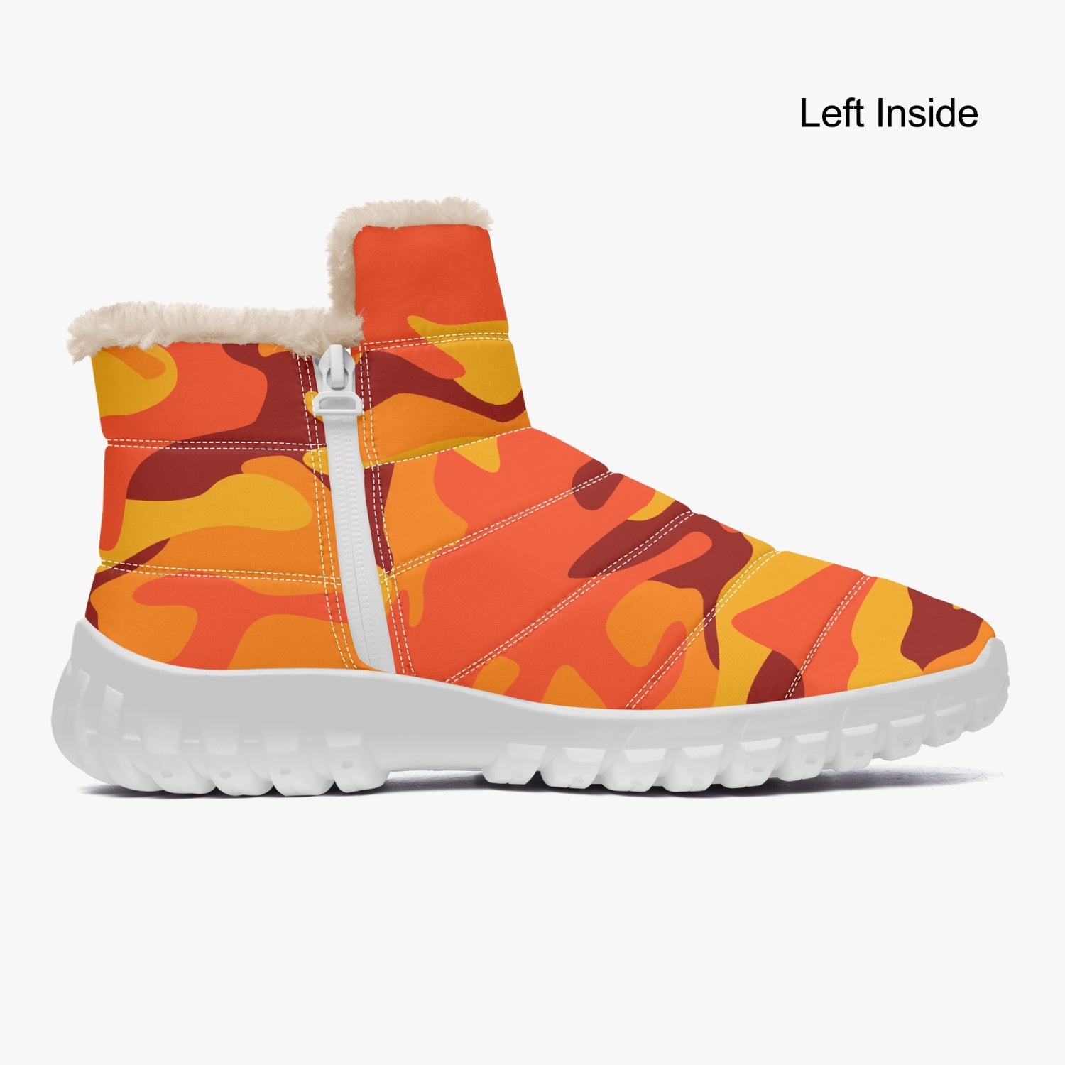 Camo Boots | Cotton-pad Fur Zipper Up | Orange and Red