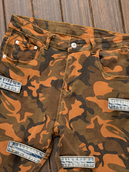 Men's Camo Jeans: Micro Elastic, Multi-Pocket, Straight Fit