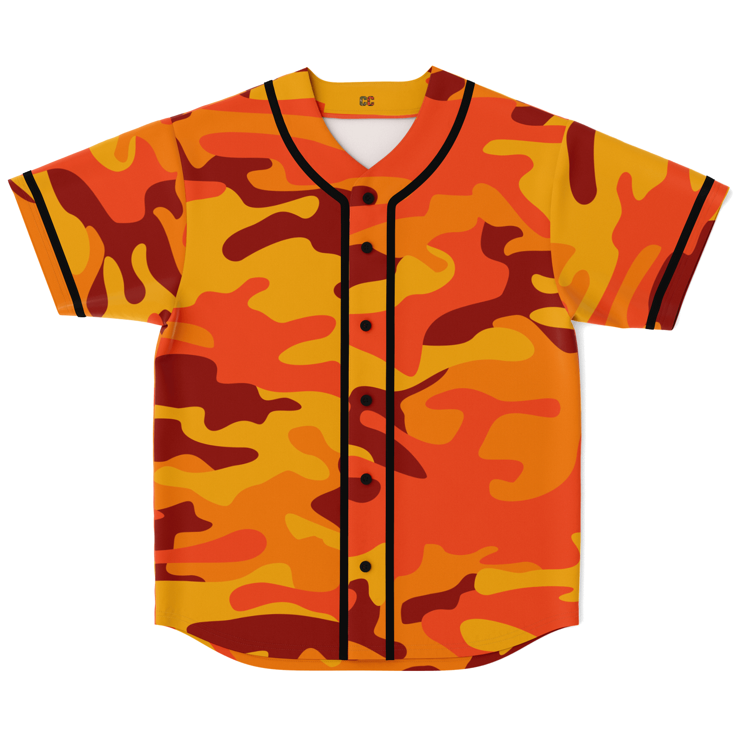 Camo Baseball Jersey | Orange & Red Camouflage