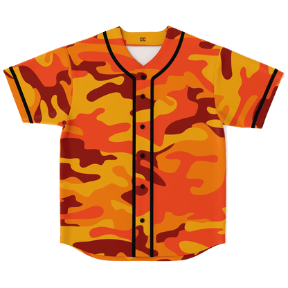 Camo Baseball Jersey | Orange & Red Camouflage