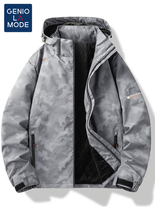 Men's Grey Camo Jacket | Windproof, Waterproof, Fleece Lining