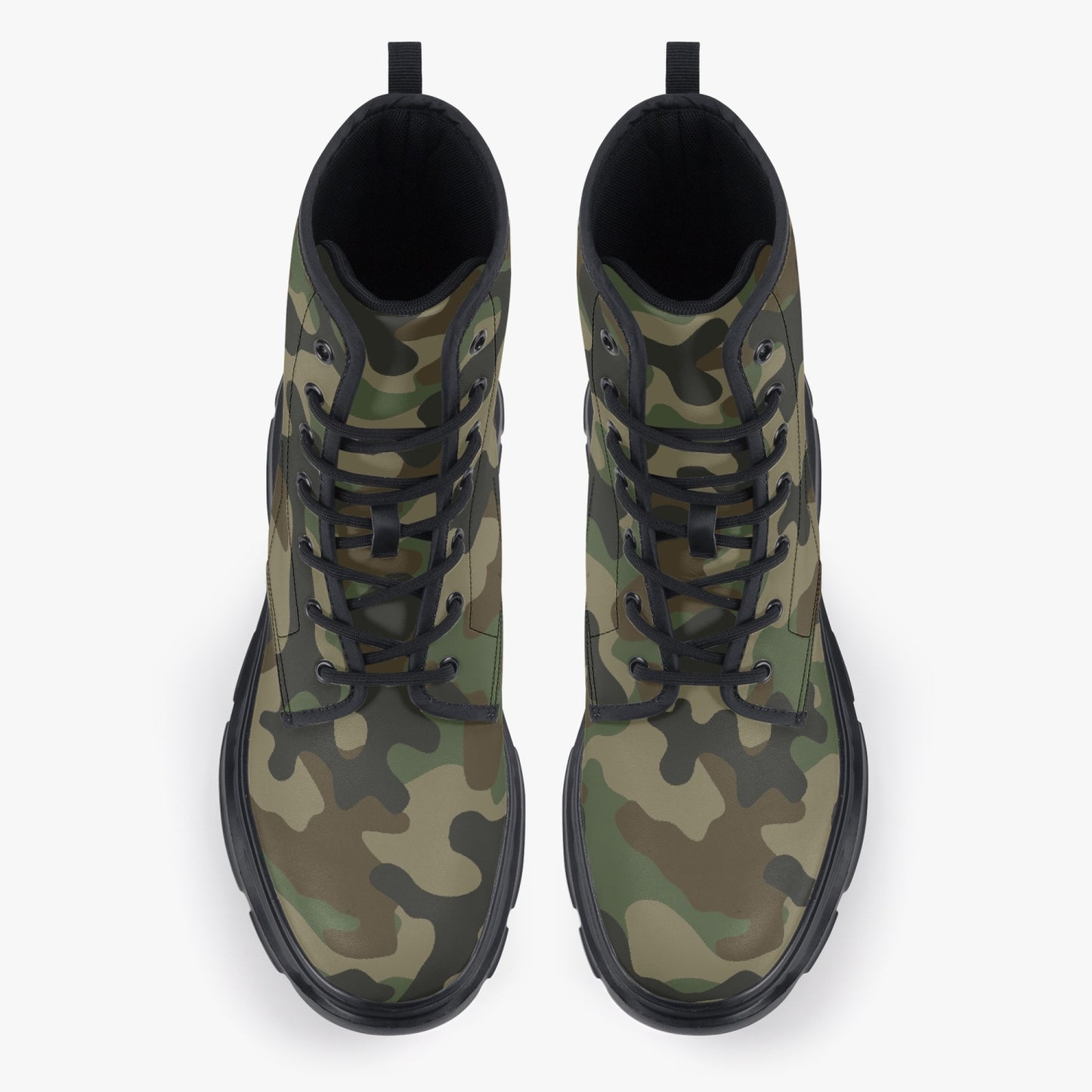 Chunky Boots | Leather in Military Brown Camouflage