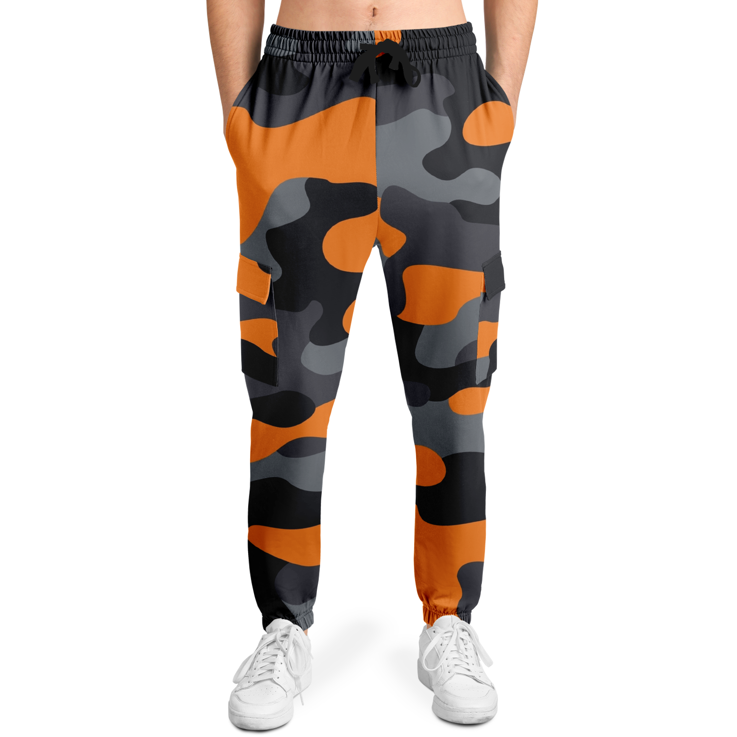 Camo Cargo Pants | Unisex | Orange, Gray & Black Camouflage