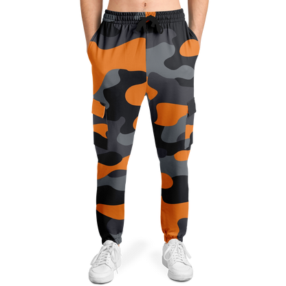 Camo Cargo Pants | Unisex | Orange, Gray & Black Camouflage