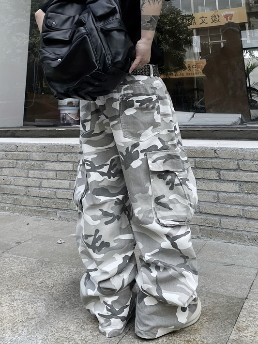 Men's Casual Camo Cargo Pants | Loose Fit, Multi-Pocket