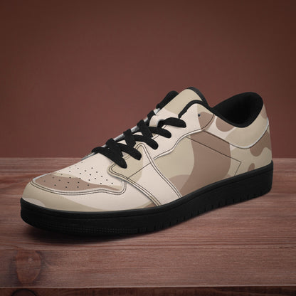 Camo Sneakers | Desert Brown Low-Top Leather Camouflage Shoes