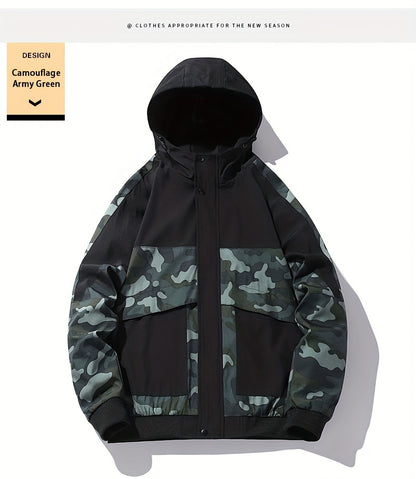 Camo Graphic Fleece Jacket | Men's Casual Hooded Winter Coat