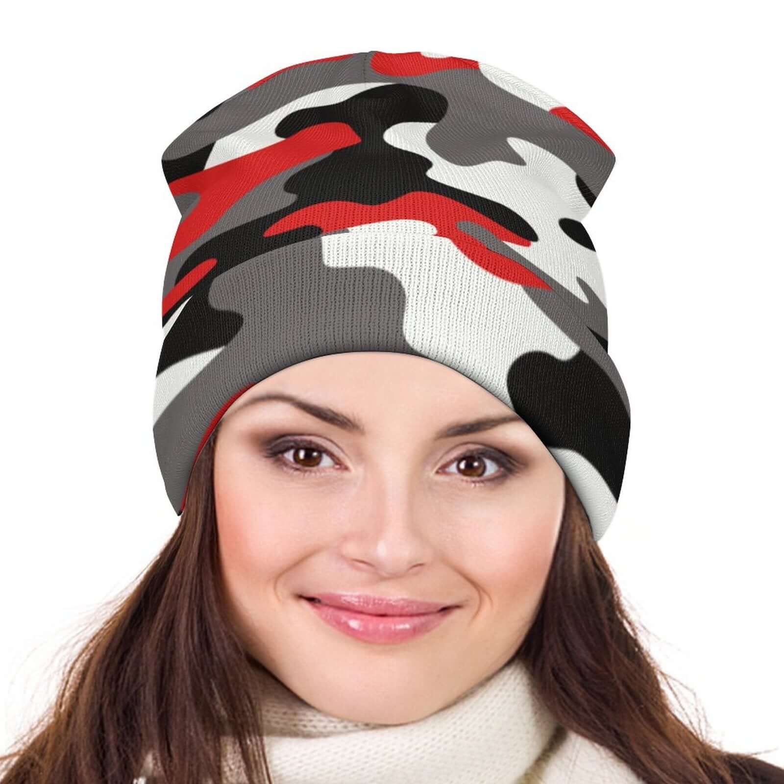 Camo Beanie | Red, Black & White Camouflage