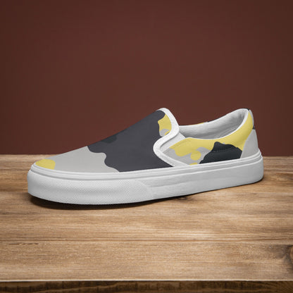 Camo Slip-On Shoes | Yellow, Black, and Silver Camouflage