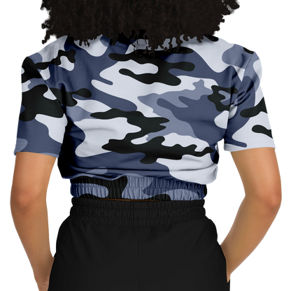 Camo Crop Top Sweatshirt | Light Blue Camouflage