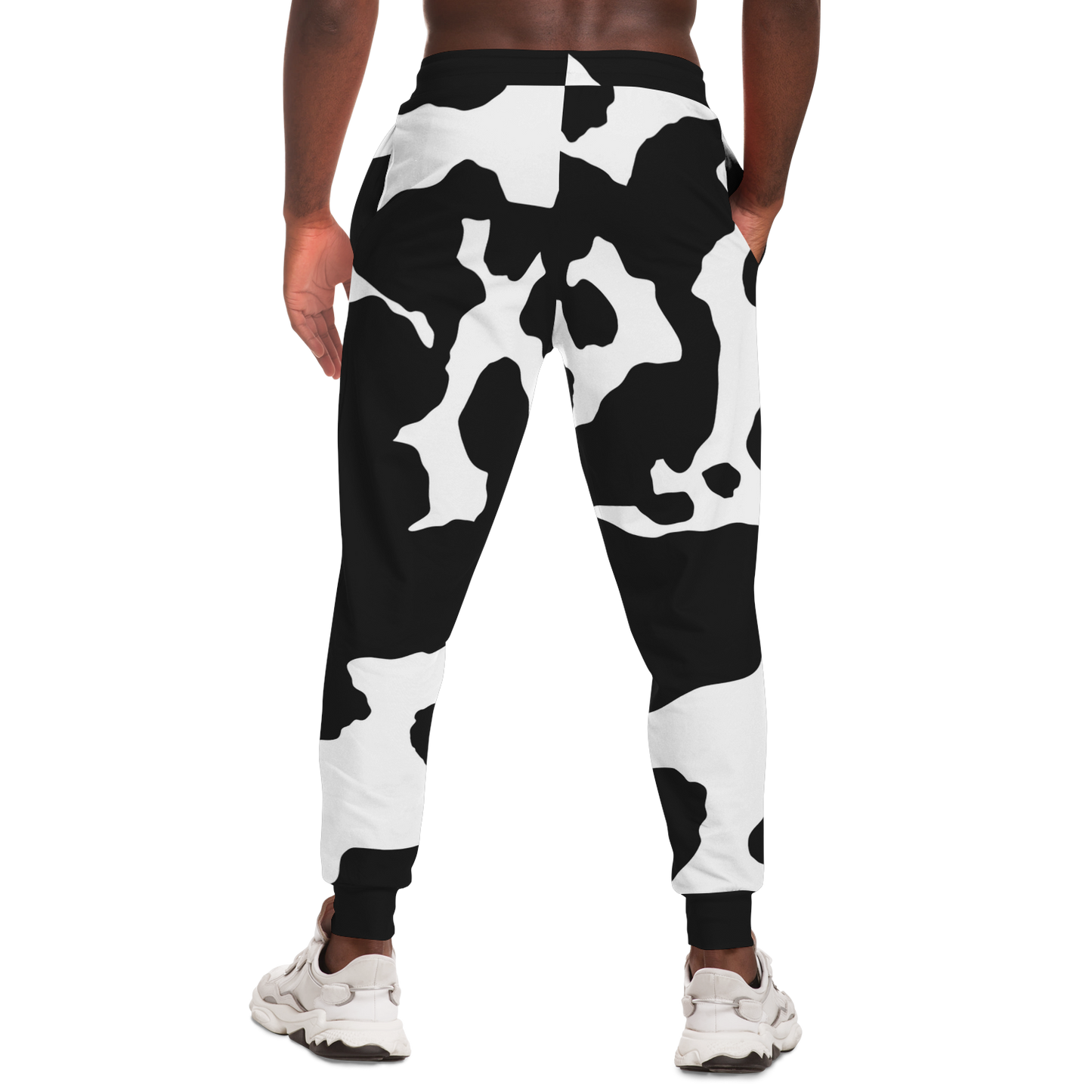 Camo Joggers | Unisex | Black & White Cow Camouflage