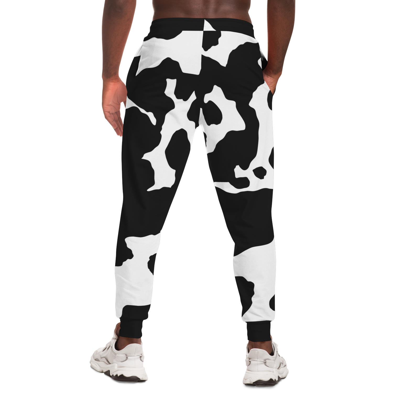 Camo Joggers | Unisex | Black & White Cow Camouflage