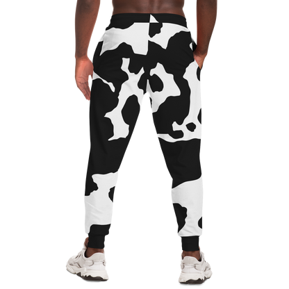 Camo Joggers | Unisex | Black & White Cow Camouflage