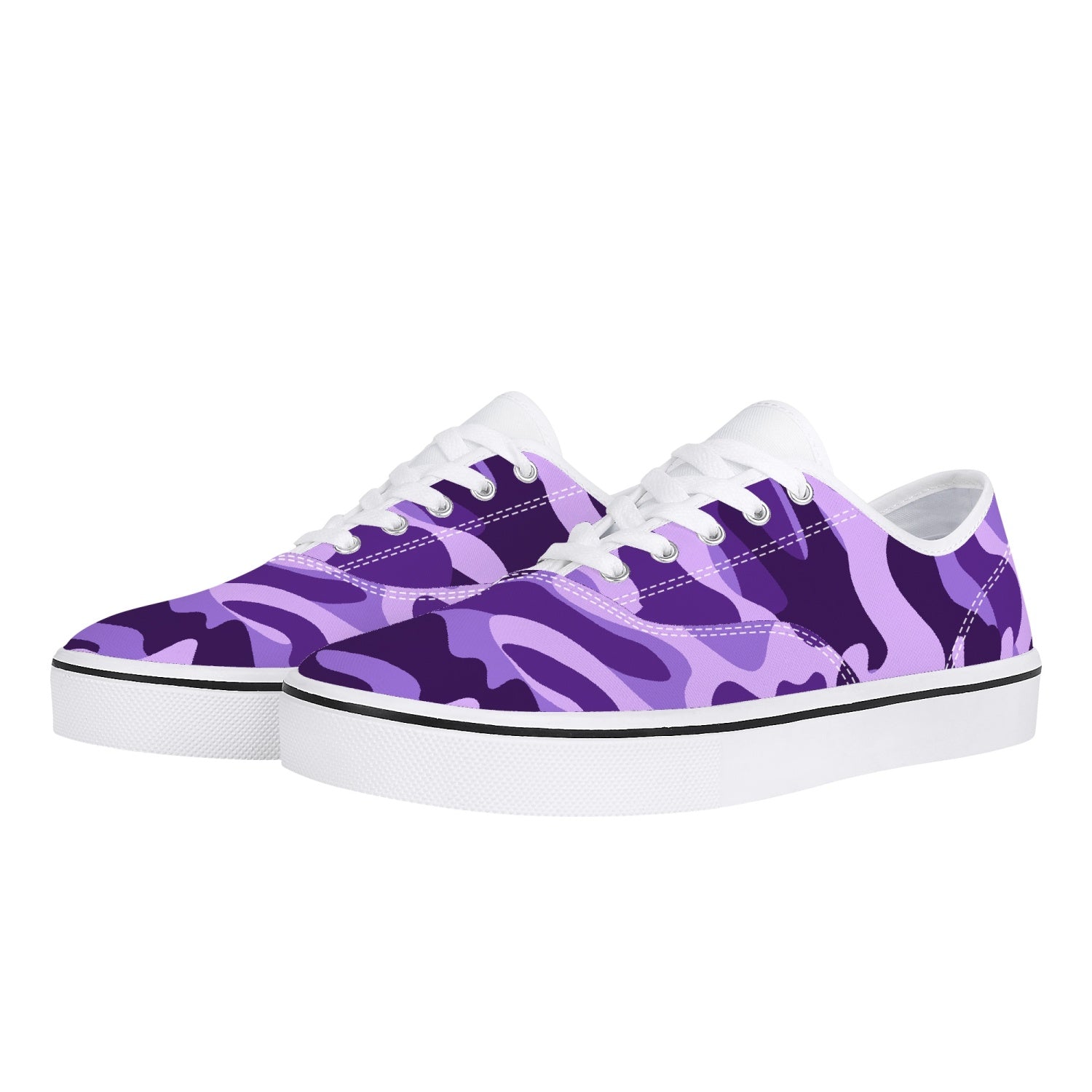 Camo Skate Shoes | Purple, Blue, and Mauve Camouflage