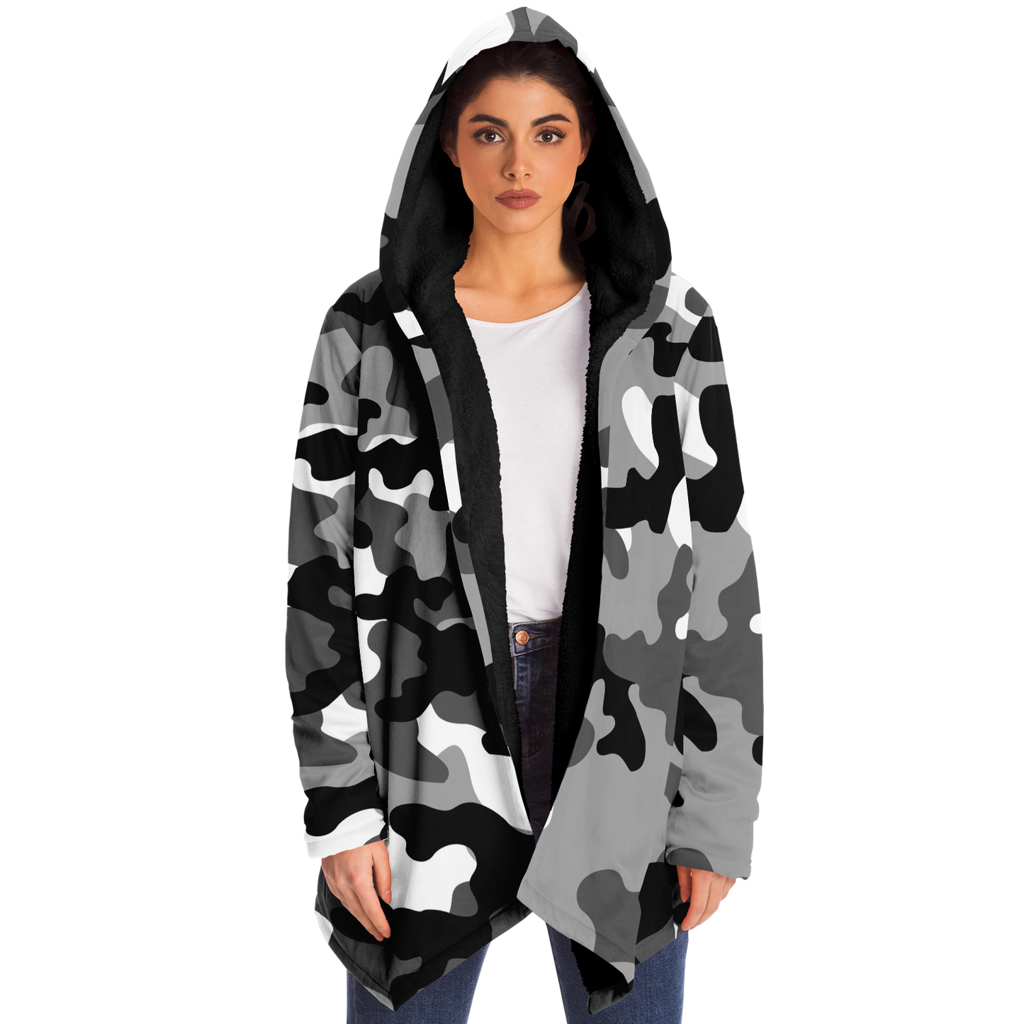 Camo Cloak | Black, White, & Gray Camouflage | Microfleece