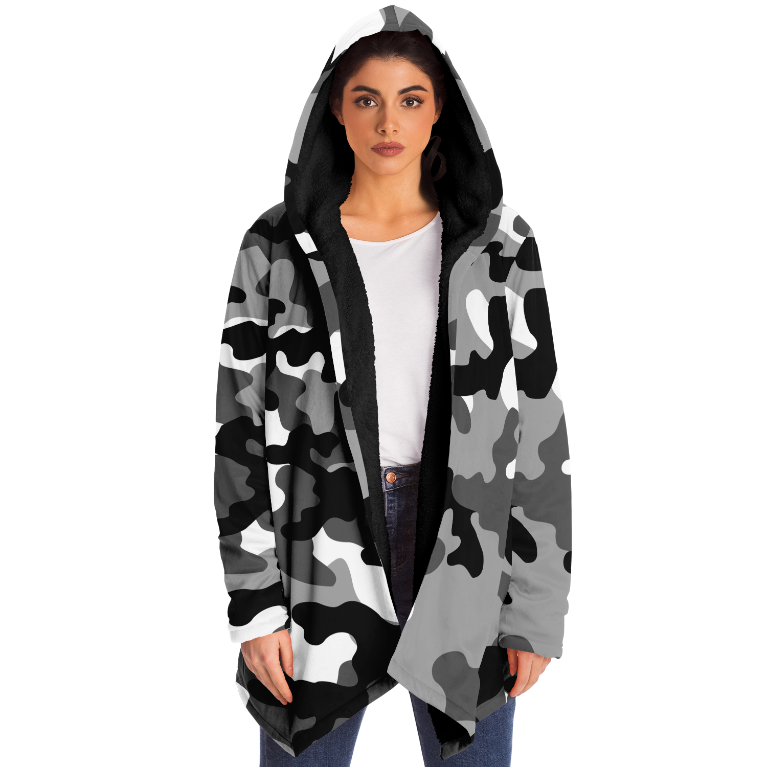 Camo Cloak | Black, White, & Gray Camouflage | Microfleece