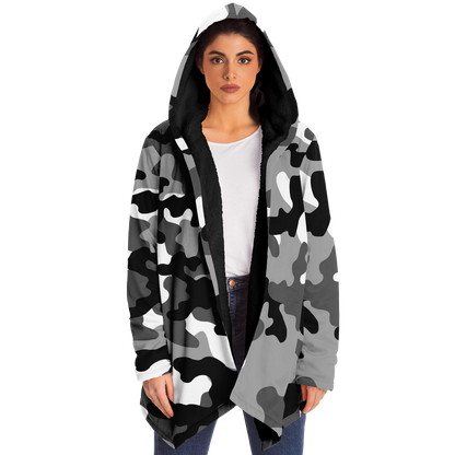 Camo Cloak | Black, White, & Gray Camouflage | Microfleece