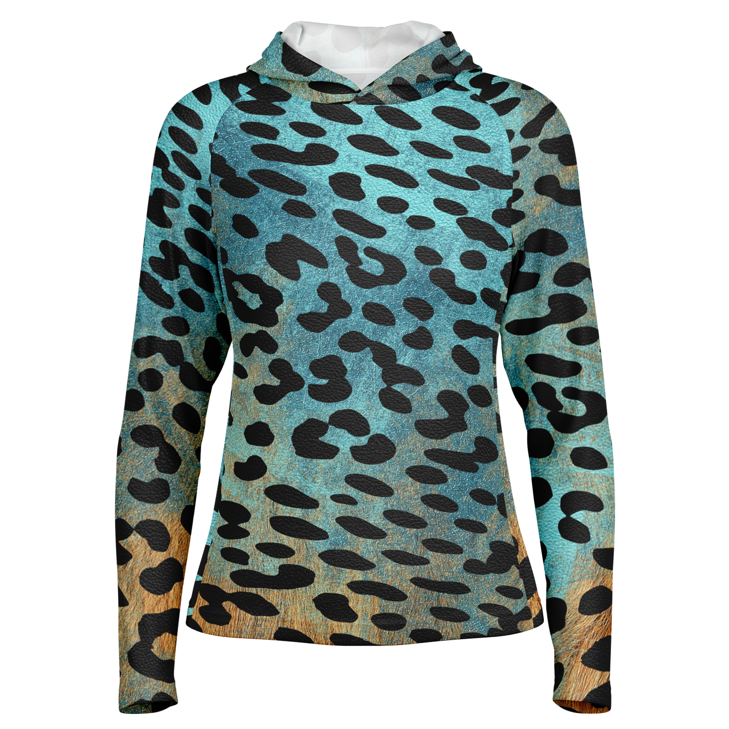 Performance Shirt for Women | Blue & Orange Cheetah Print