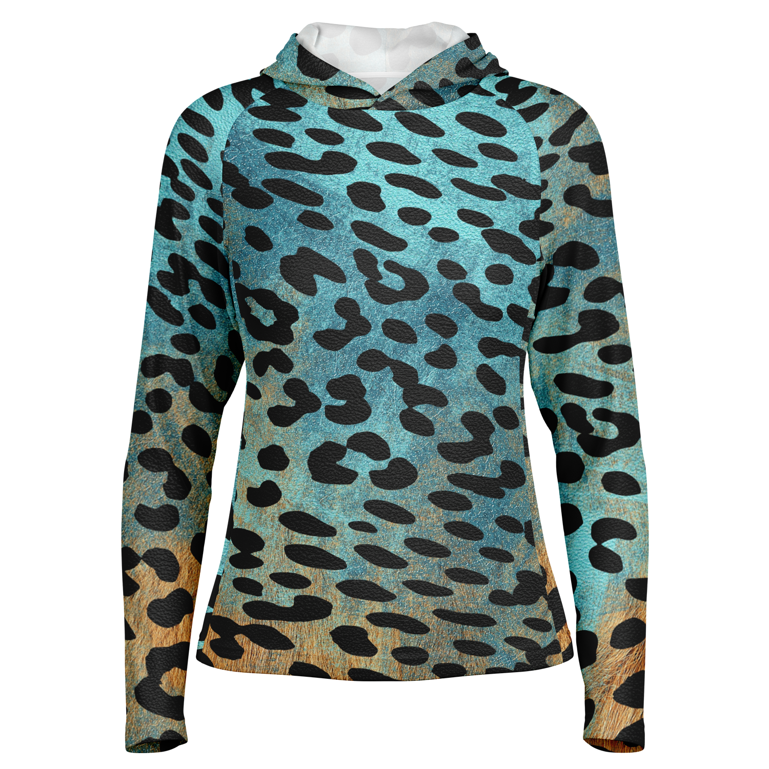 Performance Shirt for Women | Blue & Orange Cheetah Print