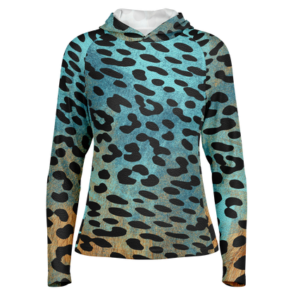 Performance Shirt for Women | Blue & Orange Cheetah Print