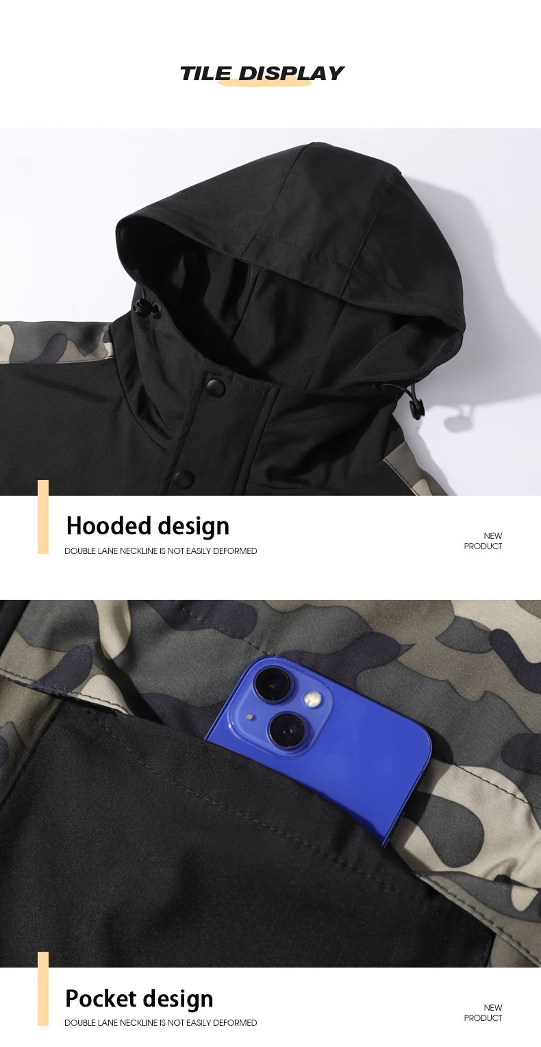 Camo Graphic Fleece Jacket | Men's Casual Hooded Winter Coat