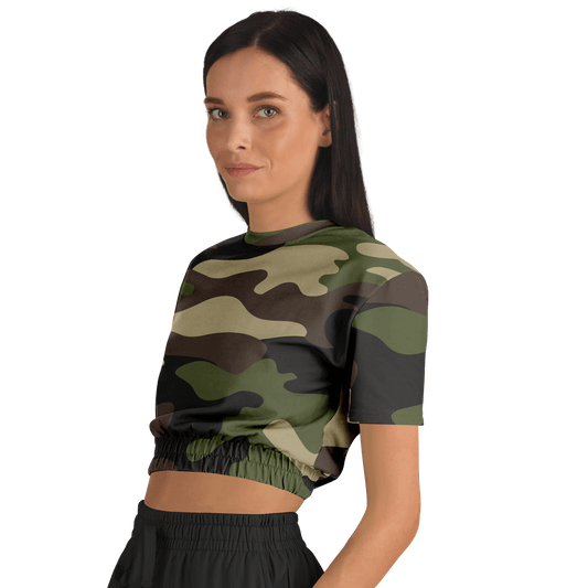 Camo Crop Top Sweatshirt | Classic Green Camouflage